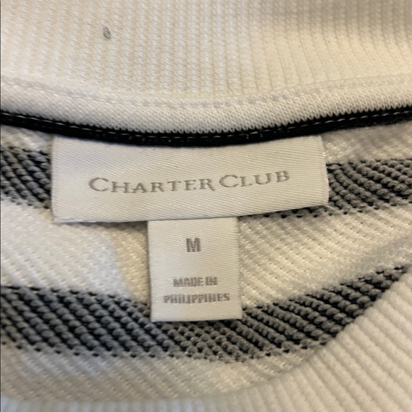 Charter Club Black and White Striped Sweater - Picture 2 of 4